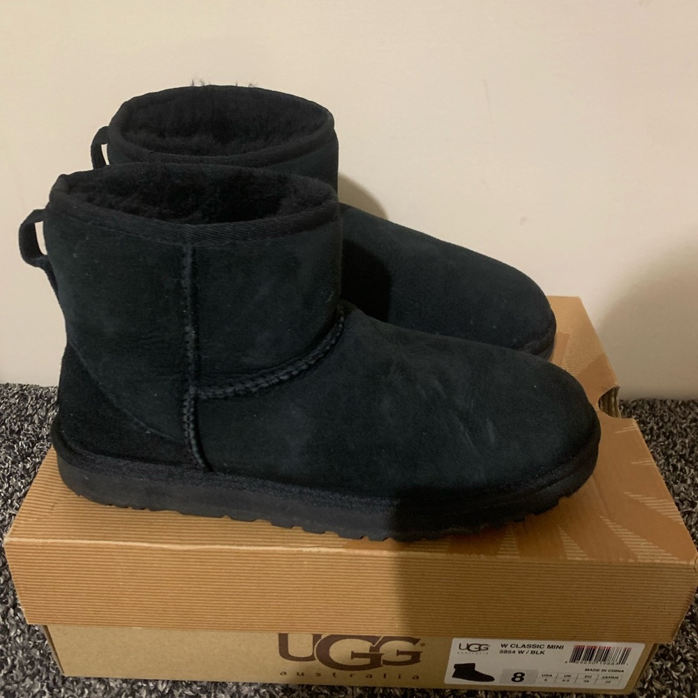 UGG Black Suede Mini Boots